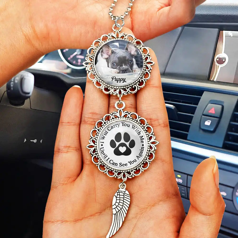 Memorial,Custom Photo,Dog Lovers,Pet Lovers,Sad - Custom Photo Memorial Pet You Left Paw Prints On My Heart - Personalized Photo Pendant Charm