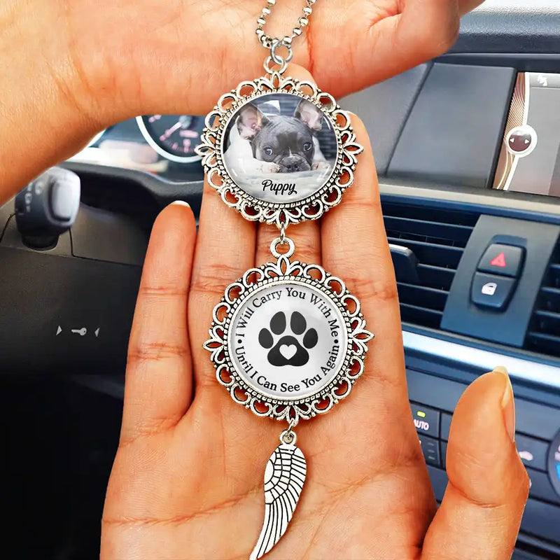 Memorial,Custom Photo,Dog Lovers,Pet Lovers,Sad - Custom Photo Memorial Pet You Left Paw Prints On My Heart - Personalized Photo Pendant Charm