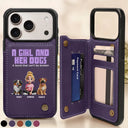 Dog Lovers,Dog Mom - A Girl And Her Dogs - Personalized Leather Flip Wallet Phone Case
