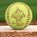 Gift For Father,Sport Dad,Dad,Children - Custom Photo Pencil Drawing Engraved Best Dad Grandpa Ever - Personalized Baseball, Softball
