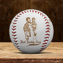 Gift For Father,Sport Dad,Dad,Children - Custom Photo Pencil Drawing Engraved Best Dad Grandpa Ever - Personalized Baseball, Softball
