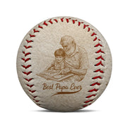 Dessin au crayon photo personnalisé gravé « Le meilleur papa grand-père de tous les temps » - Baseball, softball personnalisés