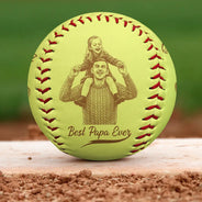 Dessin au crayon photo personnalisé gravé « Le meilleur papa grand-père de tous les temps » - Baseball, softball personnalisés