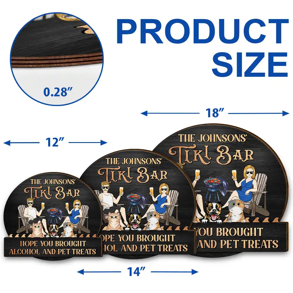 Pet Lovers,Pet Couple,Patio,Poolside - Couple Pool & Patio Bar Hope You Brought Alcohol & Dog Treats - Personalized Custom Shaped Wood Sign