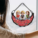 Gift For Bestie,Gift For Women - Bestie Sister Sitting On The Moon - Personalized Window Hanging Suncatcher Ornament