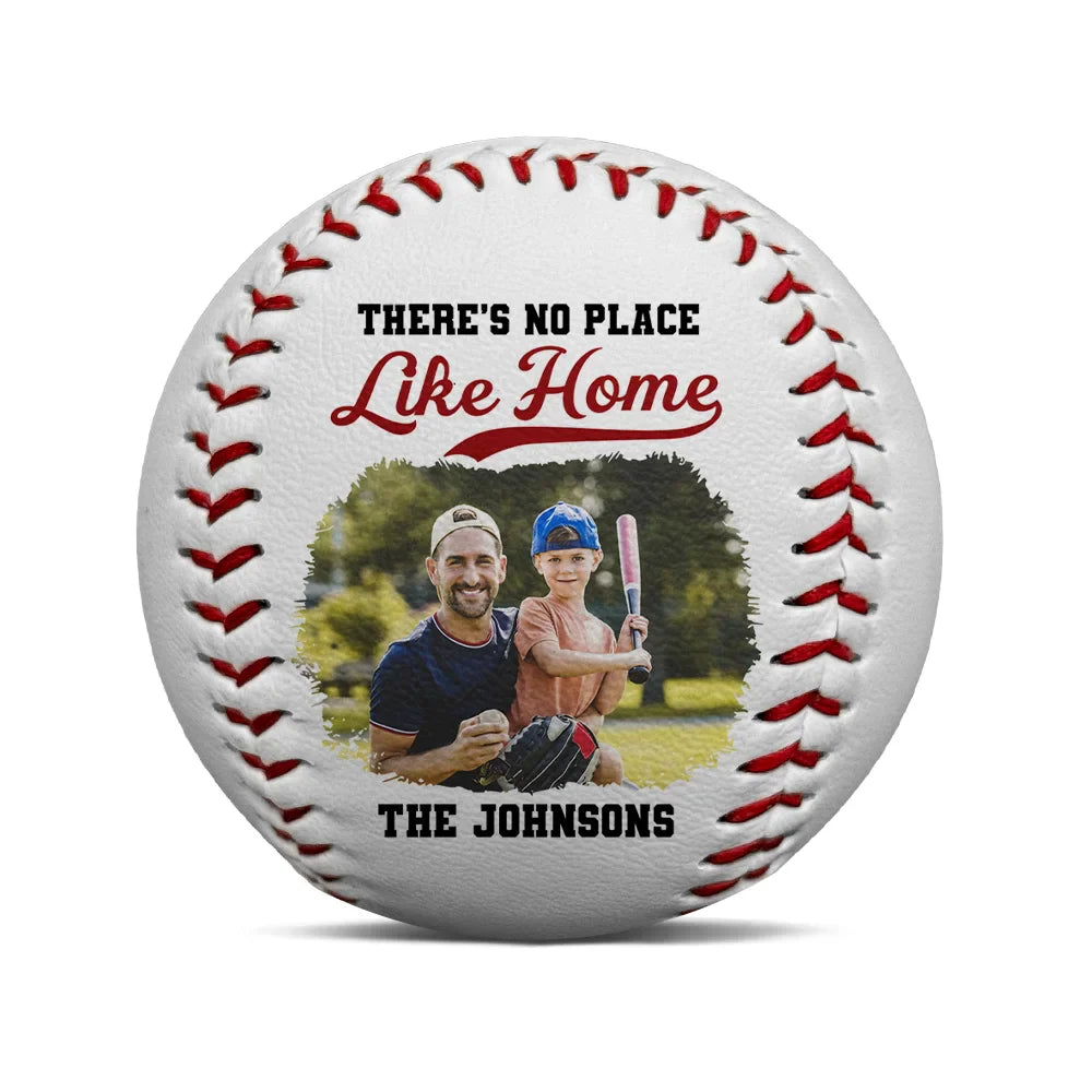 Gift For Father,Family - Custom Photo Family There's No Place Like Home - Personalized Baseball, Softball