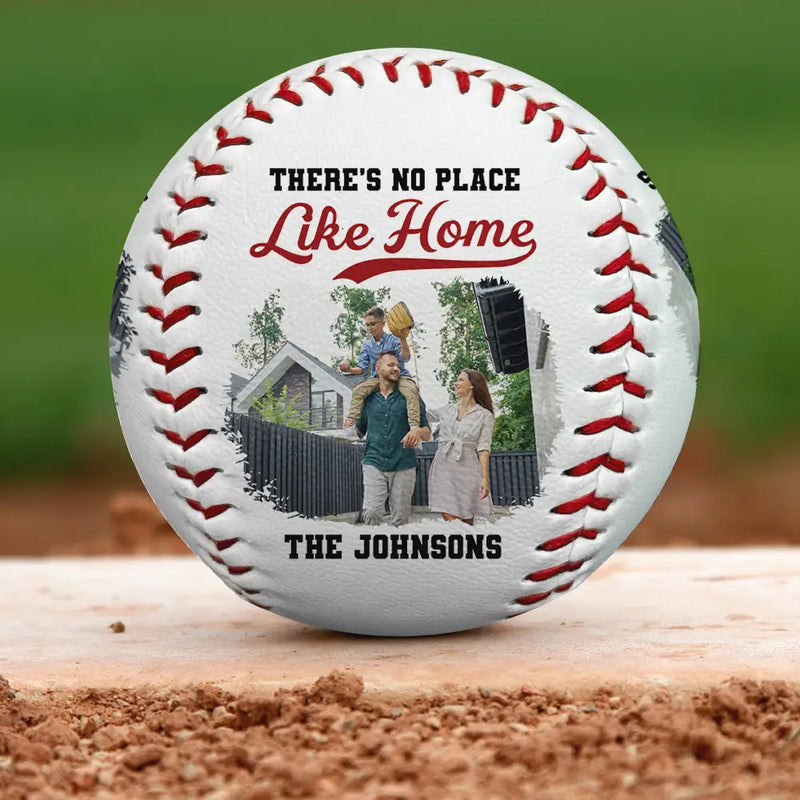Gift For Father,Family - Custom Photo Family There's No Place Like Home - Personalized Baseball, Softball