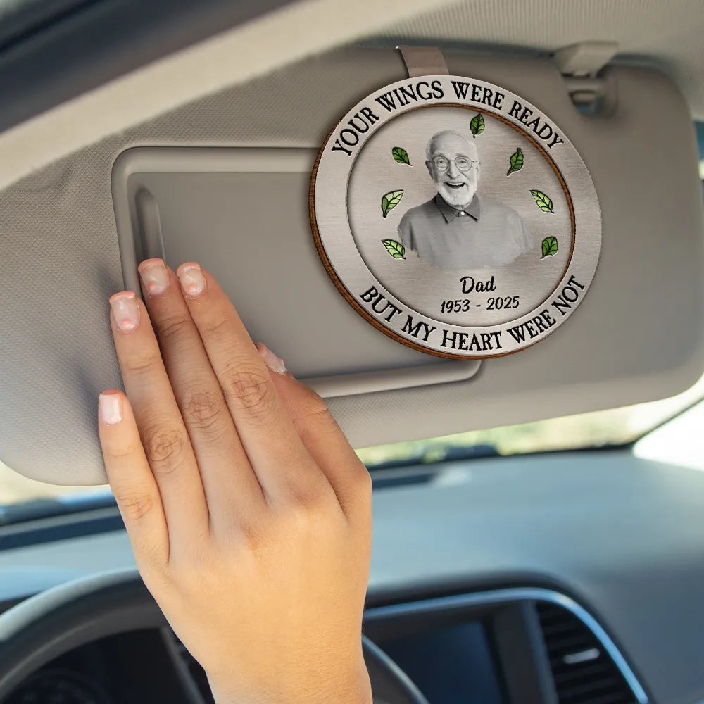 Memorial,Custom Photo,Gift For Father,Sad - Custom Photo I Used To Be His Angel Now He's Mine - Personalized Custom Shaped Car Visor Clip