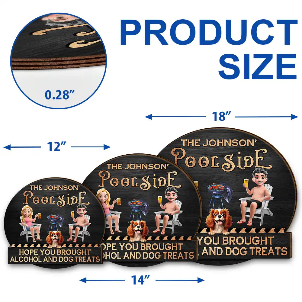 Pet Lovers, Pet Couple, Dog Lovers, Patio, Happy - Couple 3D Effect Pool & Patio Bar Hope You Brought Alcohol - Personalized Custom Shaped Wood Sign