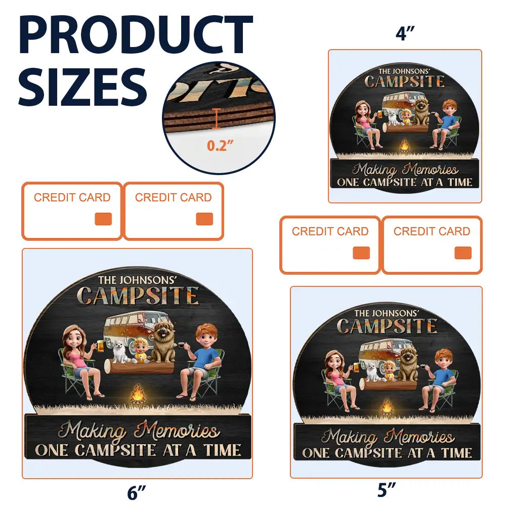 Camping Family Making Memories 3D Effect - Personalized Custom Shaped Wood Sign