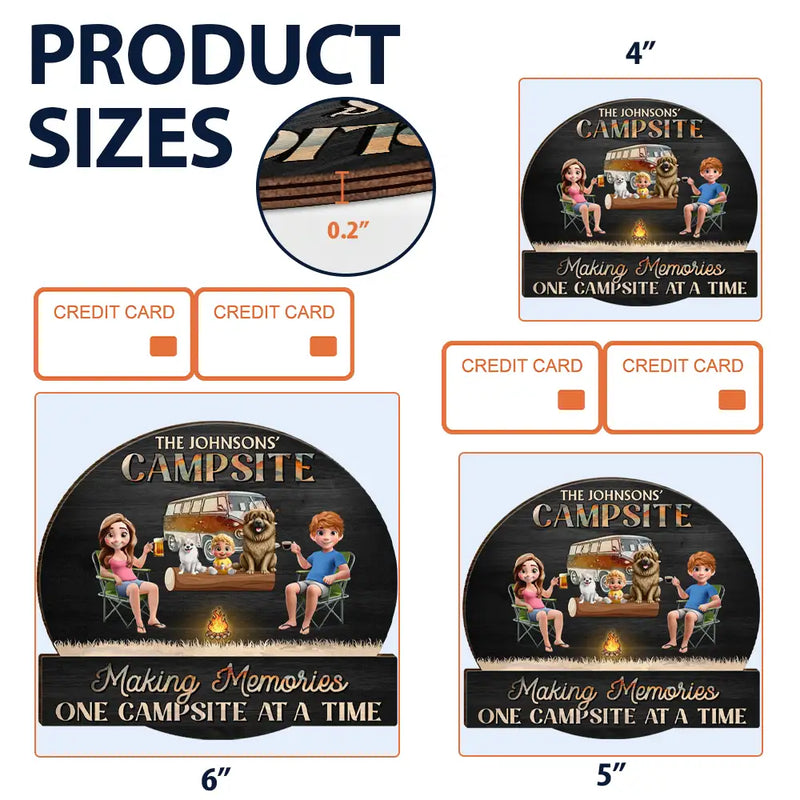 Camping Family Making Memories 3D Effect - Personalized Custom Shaped Wood Sign