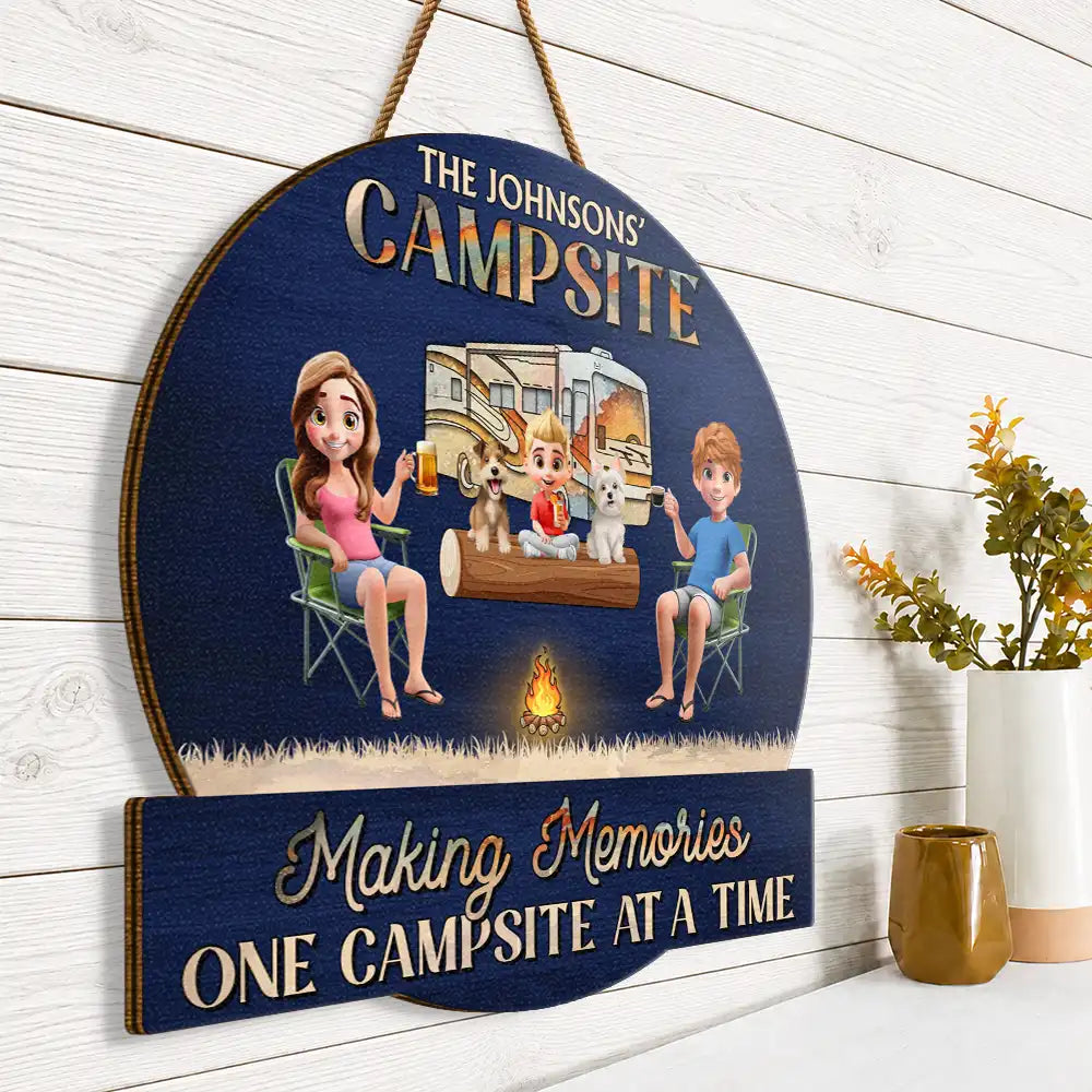 Camping Family Making Memories 3D Effect - Personalized Custom Shaped Wood Sign