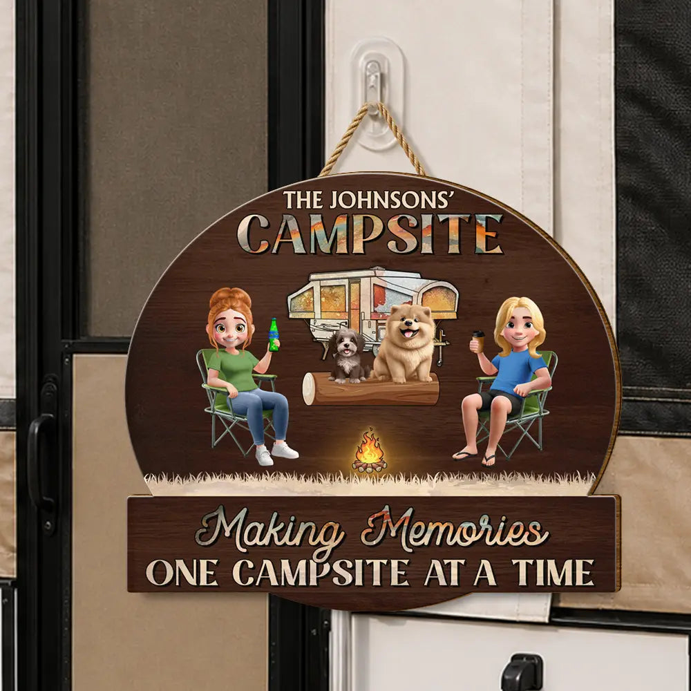 Camping Family Making Memories 3D Effect - Personalized Custom Shaped Wood Sign