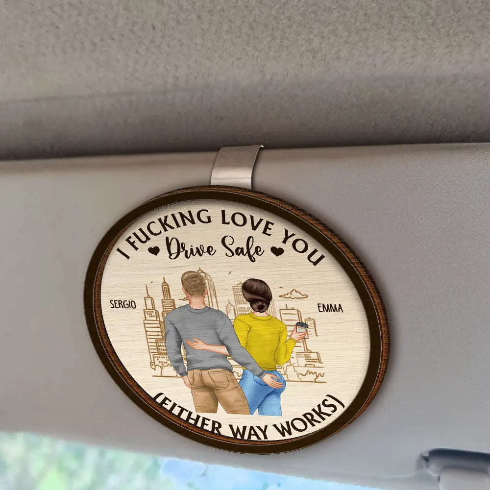Gift For Couples, Gift For Husband, Gift For Wife, Gift For Boyfriend, Gift For Girlfriend, Happy - Drive Safe So Lonely Without You Touching This - Personalized Custom Shaped Car Visor Clip