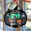 Pet Lovers,Halloween,Family,Happy - Halloween Home Sweet Haunted Home Pet Lovers - Personalized Window Hanging Suncatcher Ornament