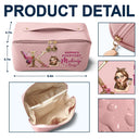 Gift For Yourself,Gift For Women,Happy - Flower Butterfly Monogram Little Reminder You're Beautiful - Personalized Leather Makeup Bag