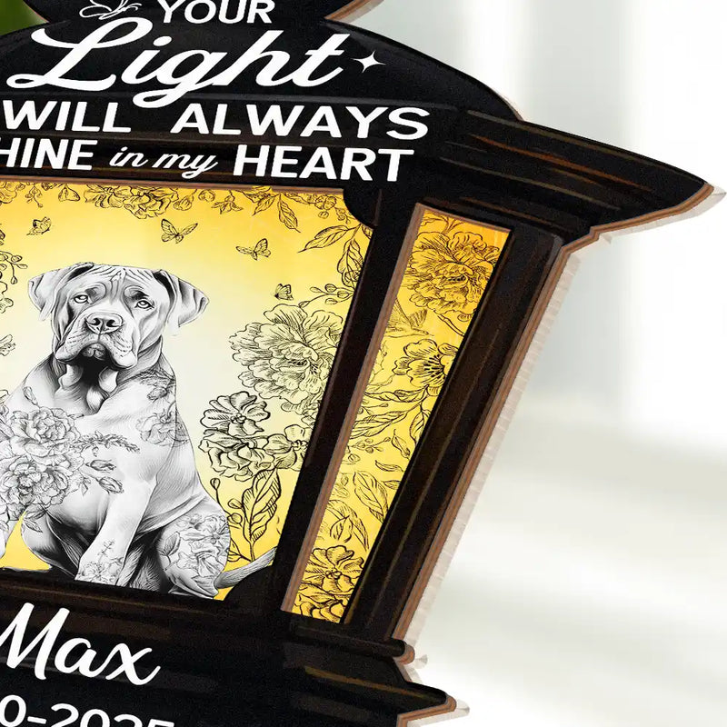 Dog Lovers,Dog Mom,Dog Dad,Pet Lovers,Pet Mom,Pet Dad,Memorial,Sad - Chinoiserie Toile Dog Your Light Will Always Shine - Personalized Plug-in Night Light