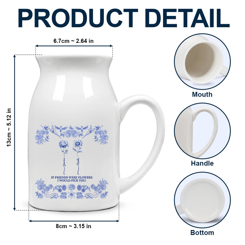 Gift For Bestie,Old Best friends,Love - Toile De Jouy Birth Flower Grow An Old Friend - Personalized Ceramic Flower Vase