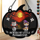 Halloween,Pet Lovers,Happy - Beware Of Little Woofsters & Meownsters - Personalized Window Hanging Suncatcher Ornament