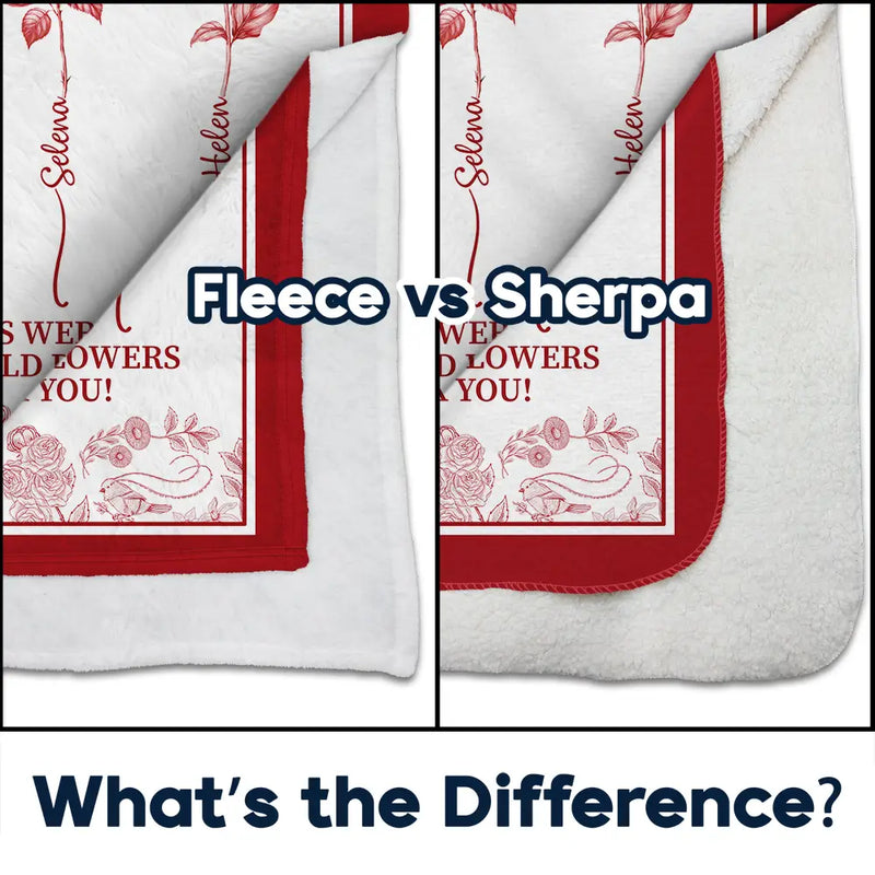 Gift For Yourself, Gift For Women, Gift For Bestie, Old Best friends ,Love - Toile De Jouy Birth Flower Grow An Old Friend - Personalized Fleece Blanket, Sherpa Blanket