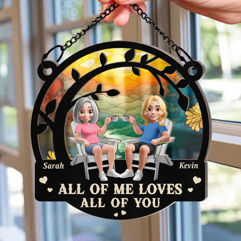 Old Couples,Gift For Husband,Gift For Wife,Love - 3D Effect Old Couple From Our First Kiss - Personalized Window Hanging Suncatcher Ornament