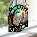 Old Couples,Gift For Husband,Gift For Wife,Love - 3D Effect Old Couple From Our First Kiss - Personalized Window Hanging Suncatcher Ornament