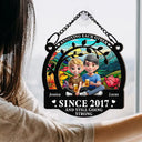 Gift For Couples,Old Couples,Gift For Husband,Gift For Wife,Love - Gift For Couples,Old Couples,Gift For Husband,Gift For Wife,Love - Couple Annoying Each Other 3D Effect - Personalized Window Hanging Suncatcher Ornament