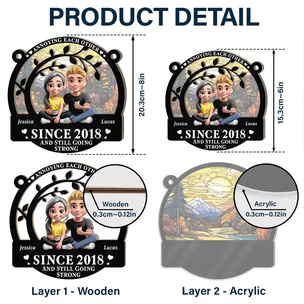 Gift For Couples,Old Couples,Gift For Husband,Gift For Wife,Love - Gift For Couples,Old Couples,Gift For Husband,Gift For Wife,Love - Couple Annoying Each Other 3D Effect - Personalized Window Hanging Suncatcher Ornament