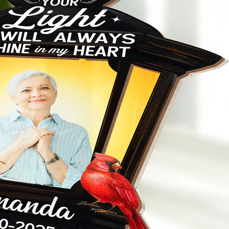 Gift For Yourself,Gift For Women,Gift For Men,Family,Pet Lovers,Dog Lovers,Cat Lovers,Memorial,Sad - Custom Photo Cardinal Bird Your Light Will Always Shine - Personalized Plug-in Night Light