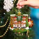 Christmas, Family, Parents, Gift For Kids, Happy, Baseball - 3D Effect Baseball Gingerbread Family On Field - Personalized Custom Shaped Acrylic Ornament
