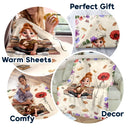 Reading, Gift For Yourself, Gift For Women, Happy - Reading Girl With Birth Month Flowers - Personalized Fleece Blanket, Sherpa Blanket