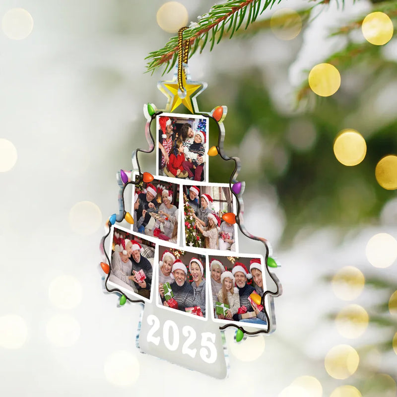 Christmas,Custom Photo,Family,Happy - Custom Photo Family Christmas Tree Version 2 - Personalized Custom Shaped Acrylic Ornament