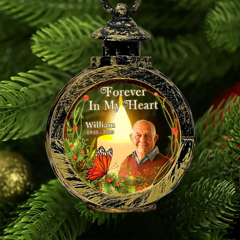 Christmas,Memorial,Sad,Family,Parents,Gift For Grandparents,Custom Photo - Custom Photo Although You Cannot See Me I'm Always With You - Personalized Candlelight Lantern Ornament