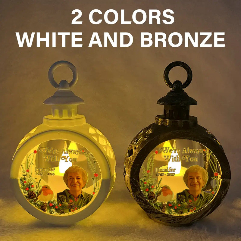 Christmas,Memorial,Sad,Family,Parents,Gift For Grandparents,Custom Photo - Custom Photo Although You Cannot See Me I'm Always With You - Personalized Candlelight Lantern Ornament