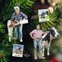 Photo Hobby Ornament,Gift For Yourself,Farm,Custom Photo,Gift For Women,Gift For Men,Christmas,Happy - Custom Photo Christmas Cow Farmer Decorations - Personalized Acrylic Photo Ornament