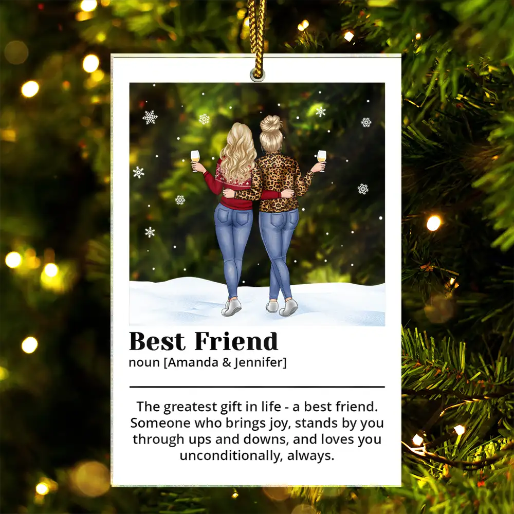 Christmas,Gift For Bestie,Happy,Gift For Sisters,Gifts For Colleagues - Best Friend Definition Bestie Backside - Personalized Custom Shaped Acrylic Ornament