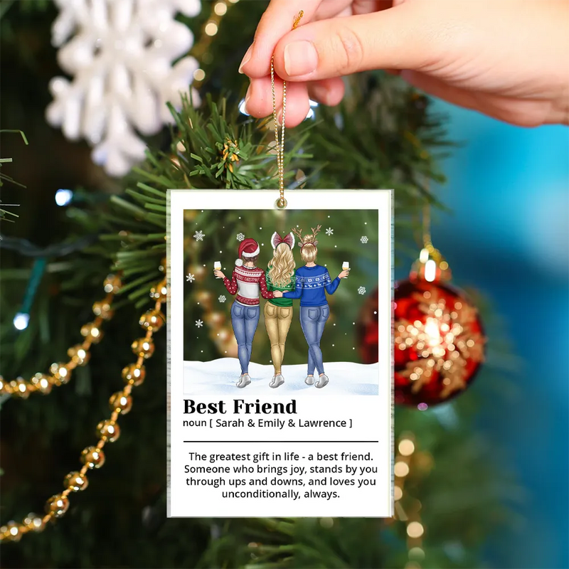 Christmas,Gift For Bestie,Happy,Gift For Sisters,Gifts For Colleagues - Best Friend Definition Bestie Backside - Personalized Custom Shaped Acrylic Ornament