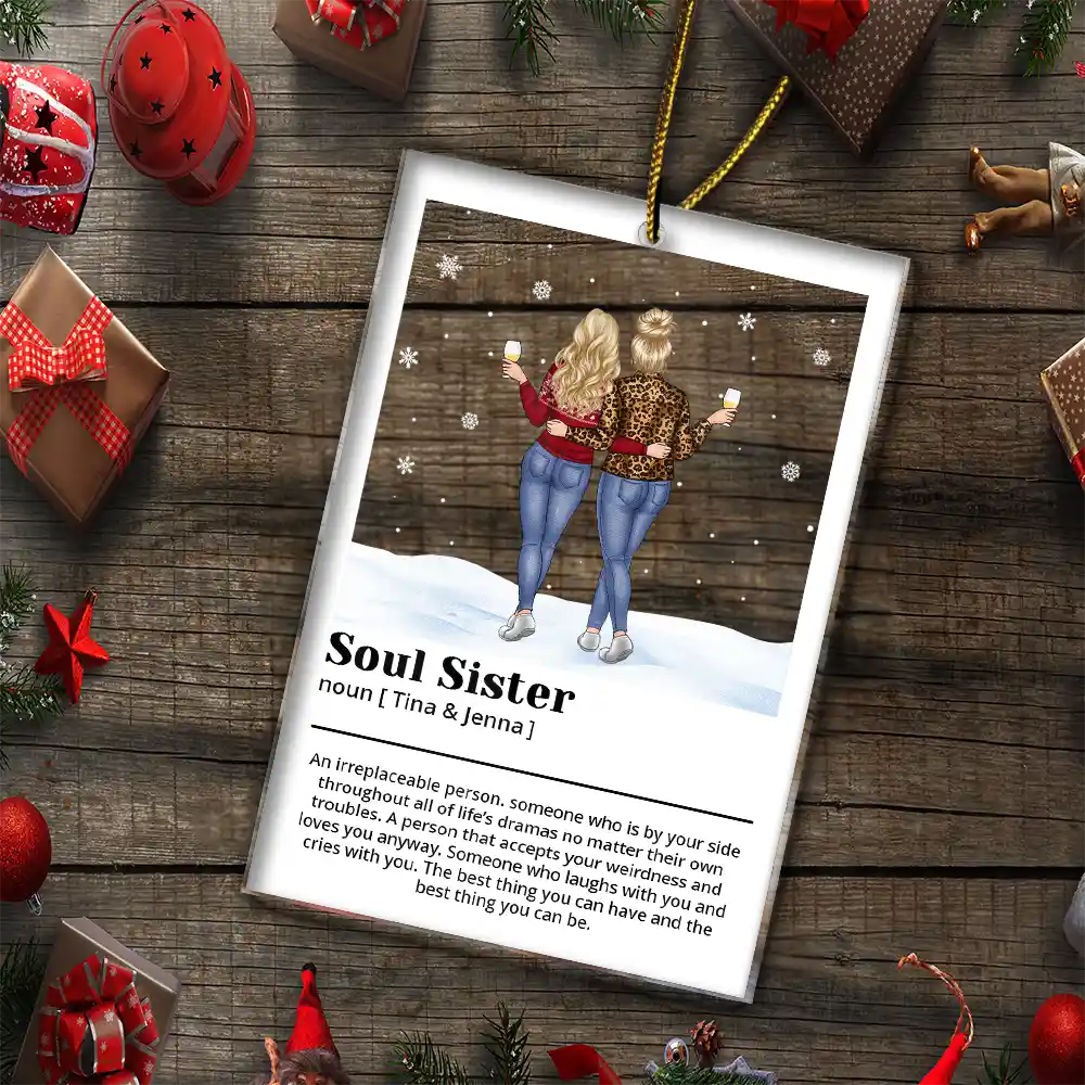 Christmas,Gift For Bestie,Happy,Gift For Sisters,Gifts For Colleagues - Best Friend Definition Bestie Backside - Personalized Custom Shaped Acrylic Ornament