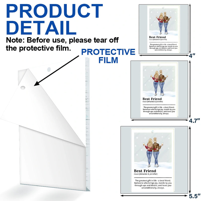 Christmas,Gift For Bestie,Happy,Gift For Sisters,Gifts For Colleagues - Best Friend Definition Bestie Backside - Personalized Custom Shaped Acrylic Ornament