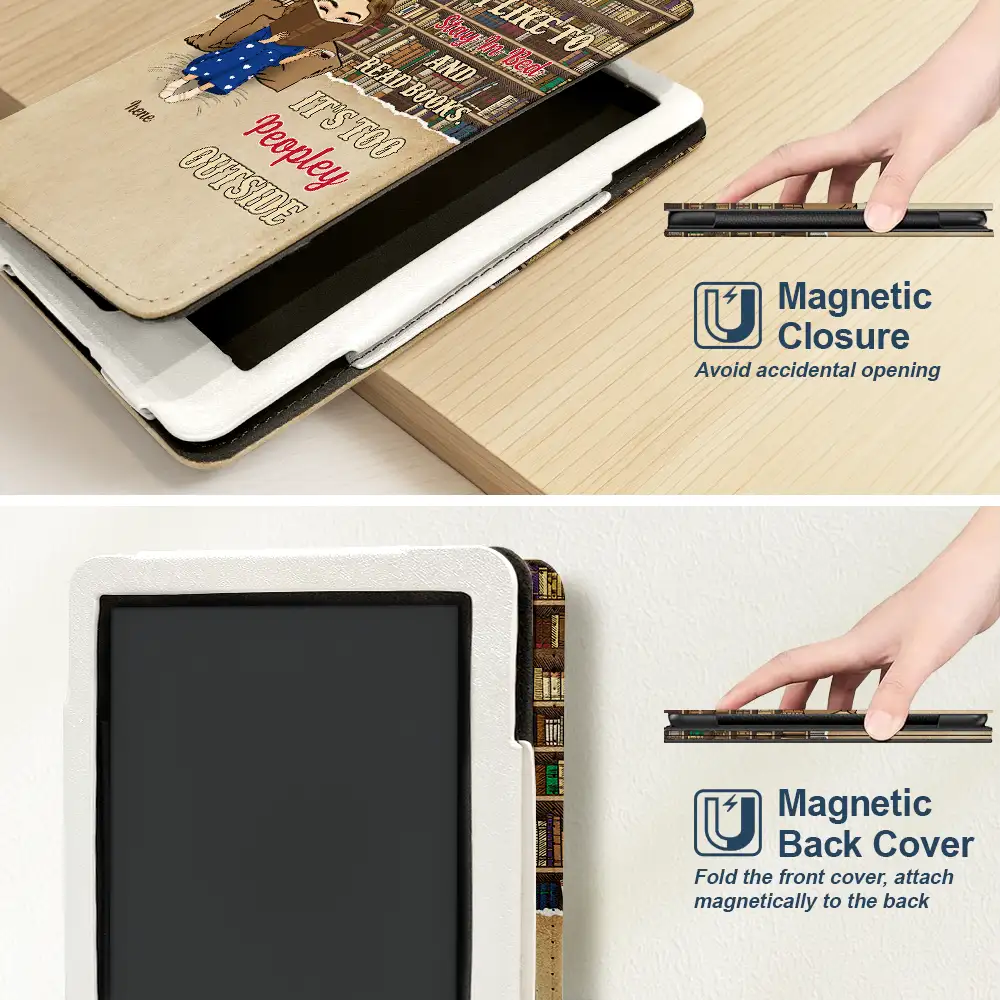 Reading,Gift For Yourself,Gift For Women,Happy - Reading Chibi Just A Girl Who Loves Books - Personalized Kindle Paperwhite Case Kickstand