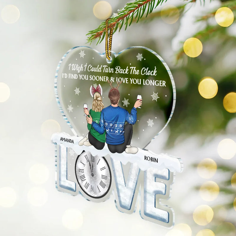 Christmas, Gift For Couples, Gift For Husband, Gift For Wife, Gift For Boyfriend, Happy - Find You Sooner And Love You Longer Couple - Personalized Custom Shaped Acrylic Ornament