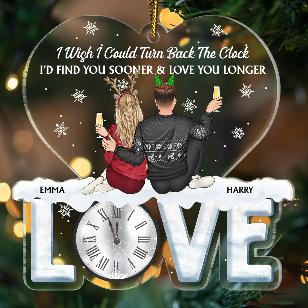 Christmas, Gift For Couples, Gift For Husband, Gift For Wife, Gift For Boyfriend, Happy - Find You Sooner And Love You Longer Couple - Personalized Custom Shaped Acrylic Ornament