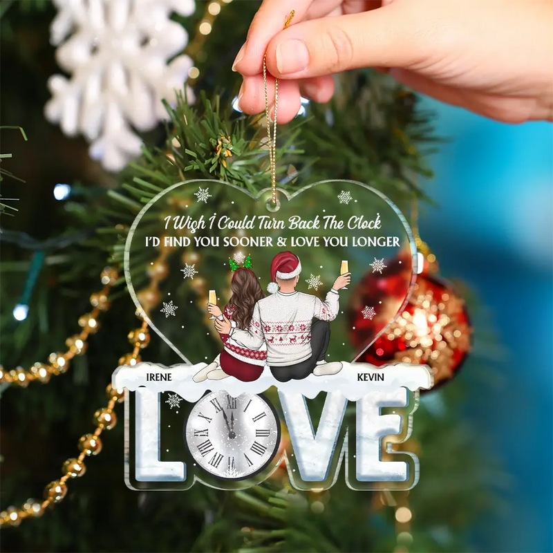 Christmas, Gift For Couples, Gift For Husband, Gift For Wife, Gift For Boyfriend, Happy - Find You Sooner And Love You Longer Couple - Personalized Custom Shaped Acrylic Ornament