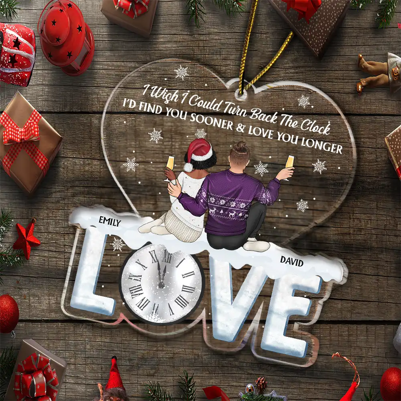 Christmas, Gift For Couples, Gift For Husband, Gift For Wife, Gift For Boyfriend, Happy - Find You Sooner And Love You Longer Couple - Personalized Custom Shaped Acrylic Ornament