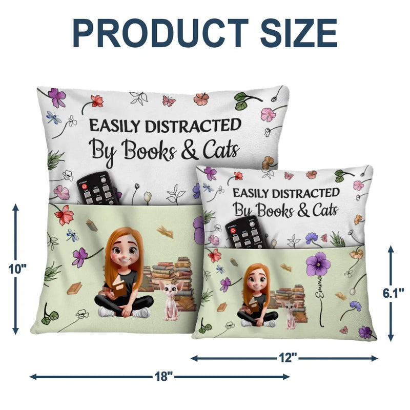 Reading,Gift For Yourself,Gift For Women,Happy,Pet Mom,Pet Lovers - My Reading Pillow Reading Girl With Pets & Birth Month Flower - Personalized Pocket Pillow