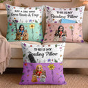 My Reading Pillow Reading Girl With Pets & Birth Month Flower - Personalized Pocket Pillow