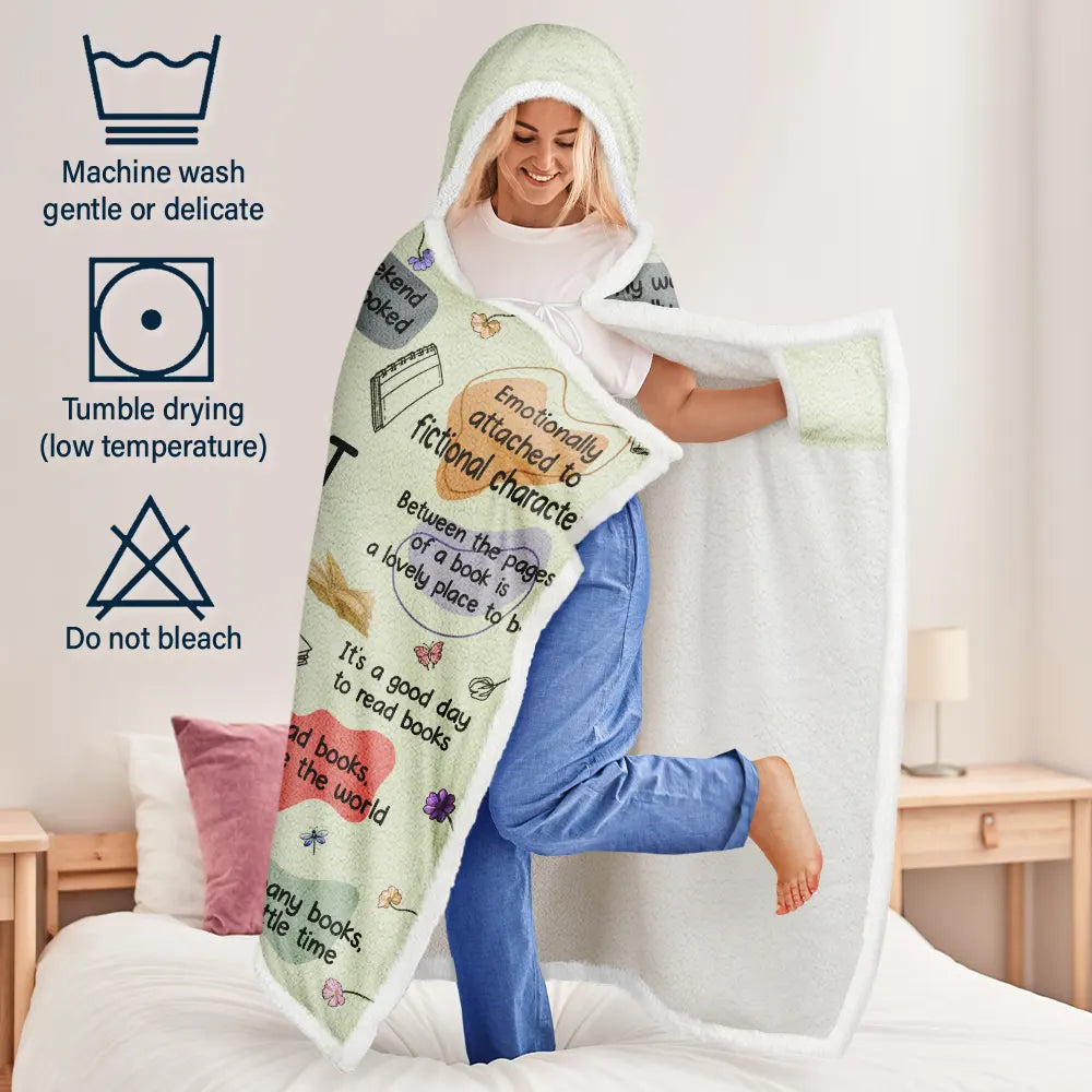 Top Market,Reading,Gift For Yourself,Gift For Women,Happy - This Is My Reading Blanket Birth Month Flower - Personalized Wearable Hooded Blanket