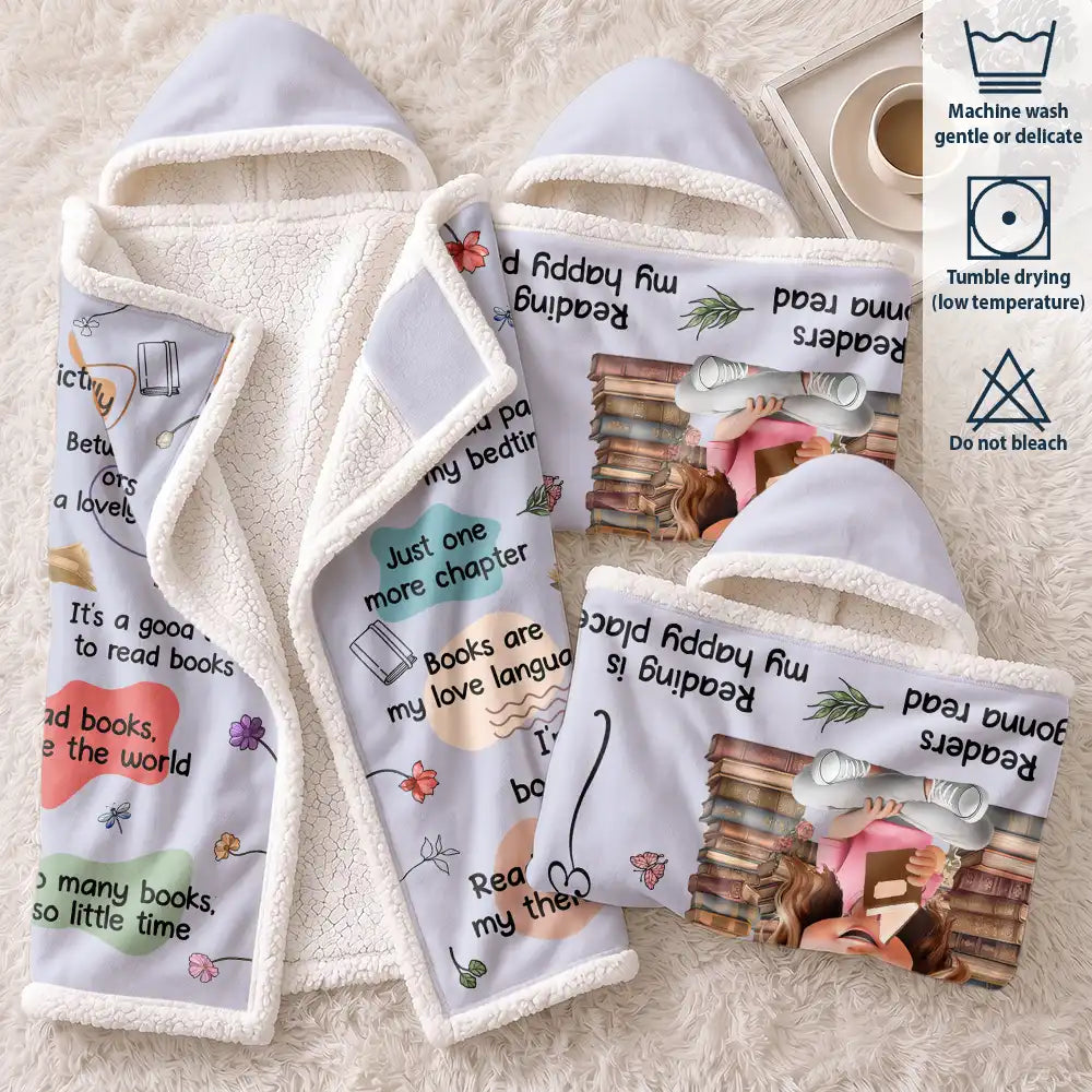 This Is My Reading Blanket Birth Month Flower - Personalized Wearable Hooded Blanket