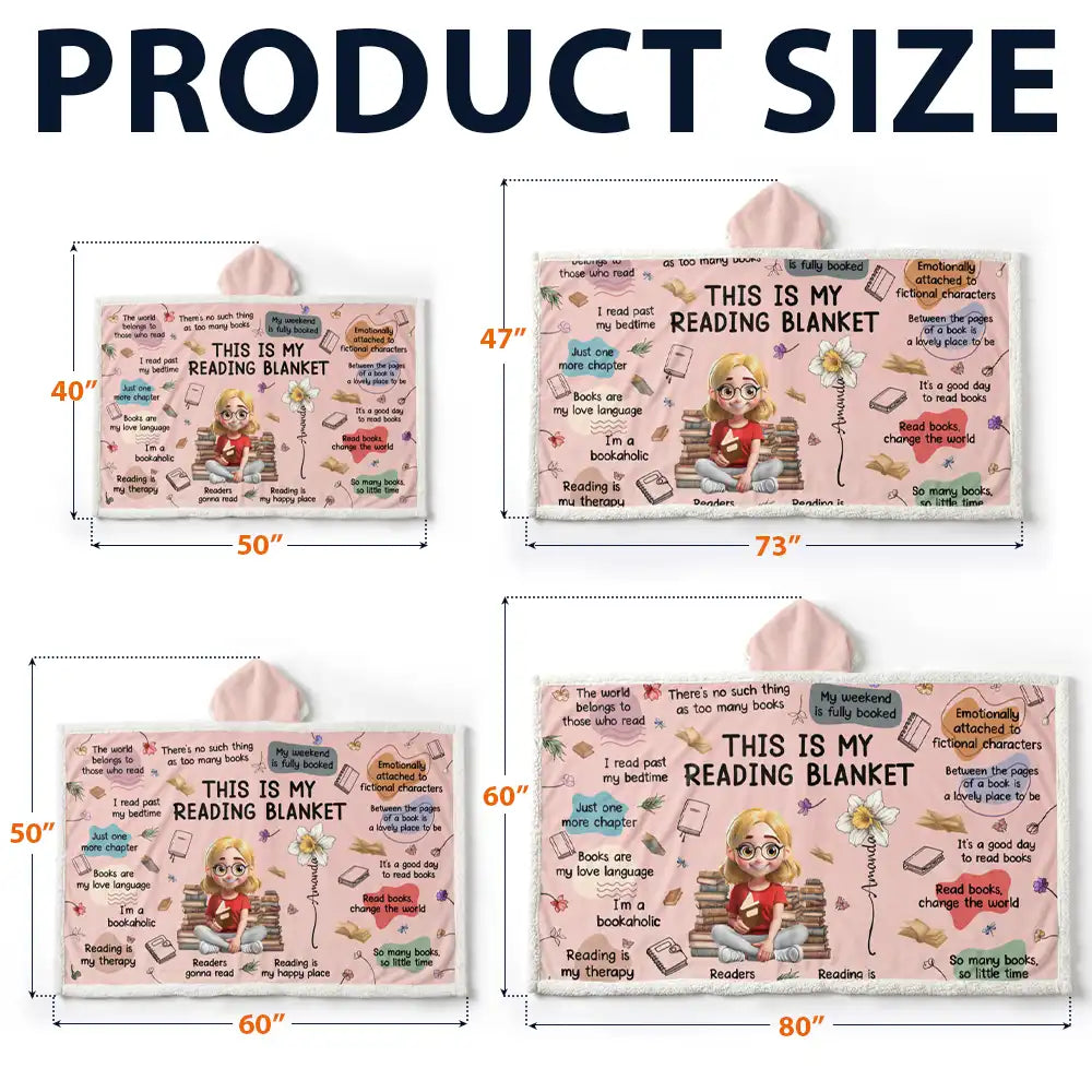 This Is My Reading Blanket Birth Month Flower - Personalized Wearable Hooded Blanket