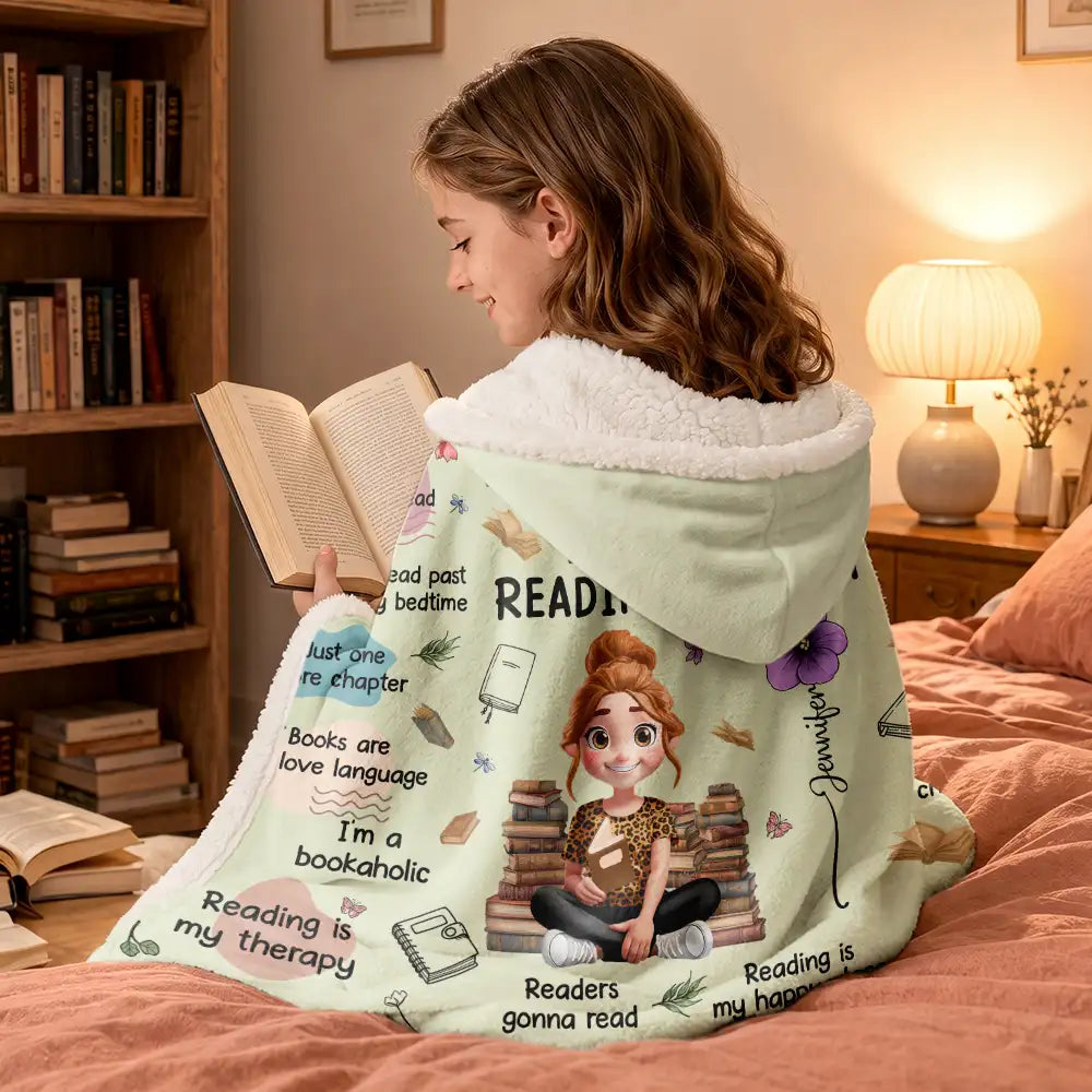 This Is My Reading Blanket Birth Month Flower - Personalized Wearable Hooded Blanket